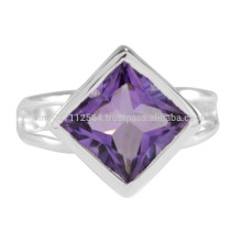 Piedra preciosa Amethyst natural con la boda de la plata esterlina 925 y la joyería del anillo del desgaste del partido